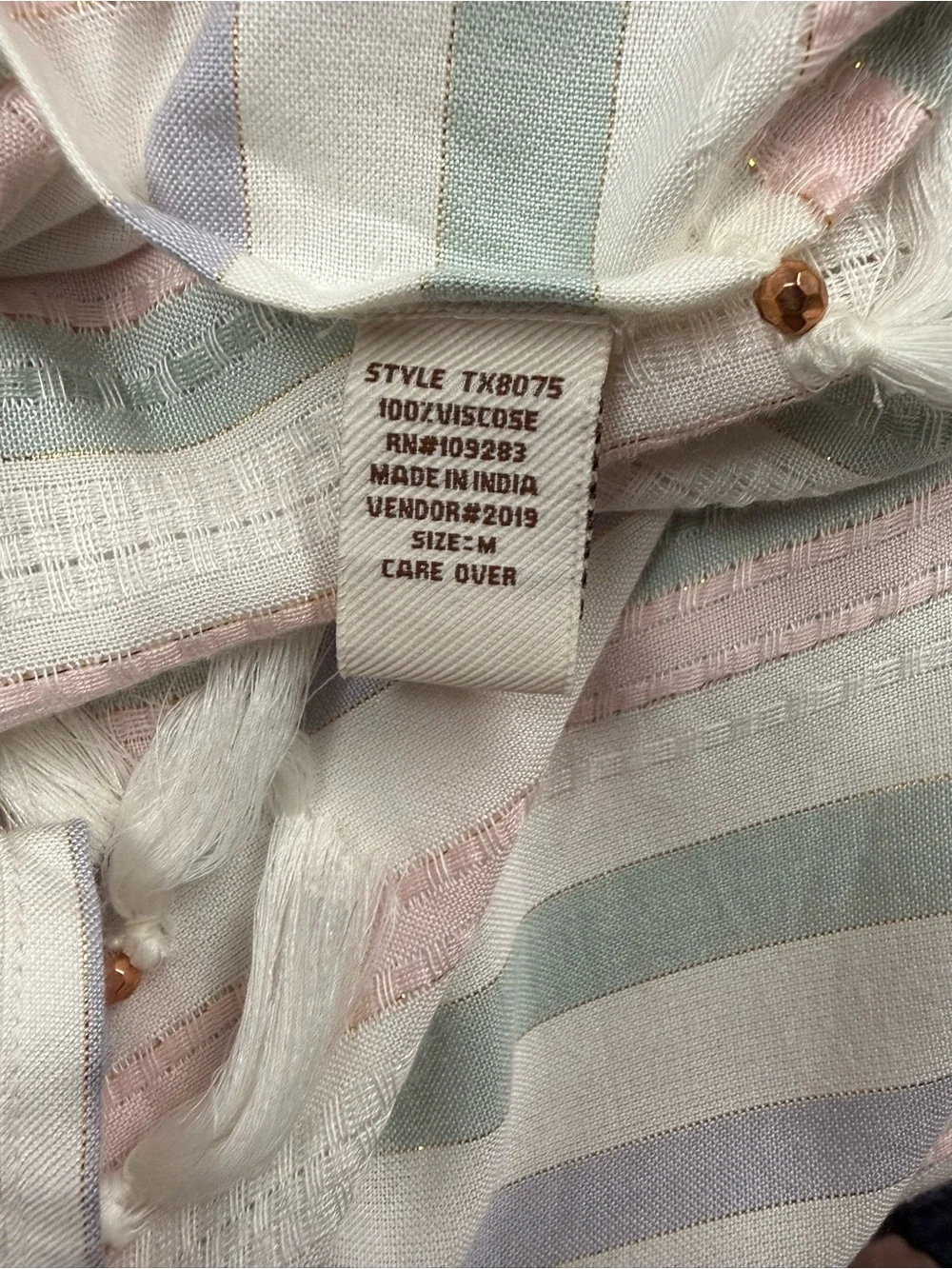 NWT Surf Gypsy Pastel Stripe Tassel Beach Coverup Resort Vacation M